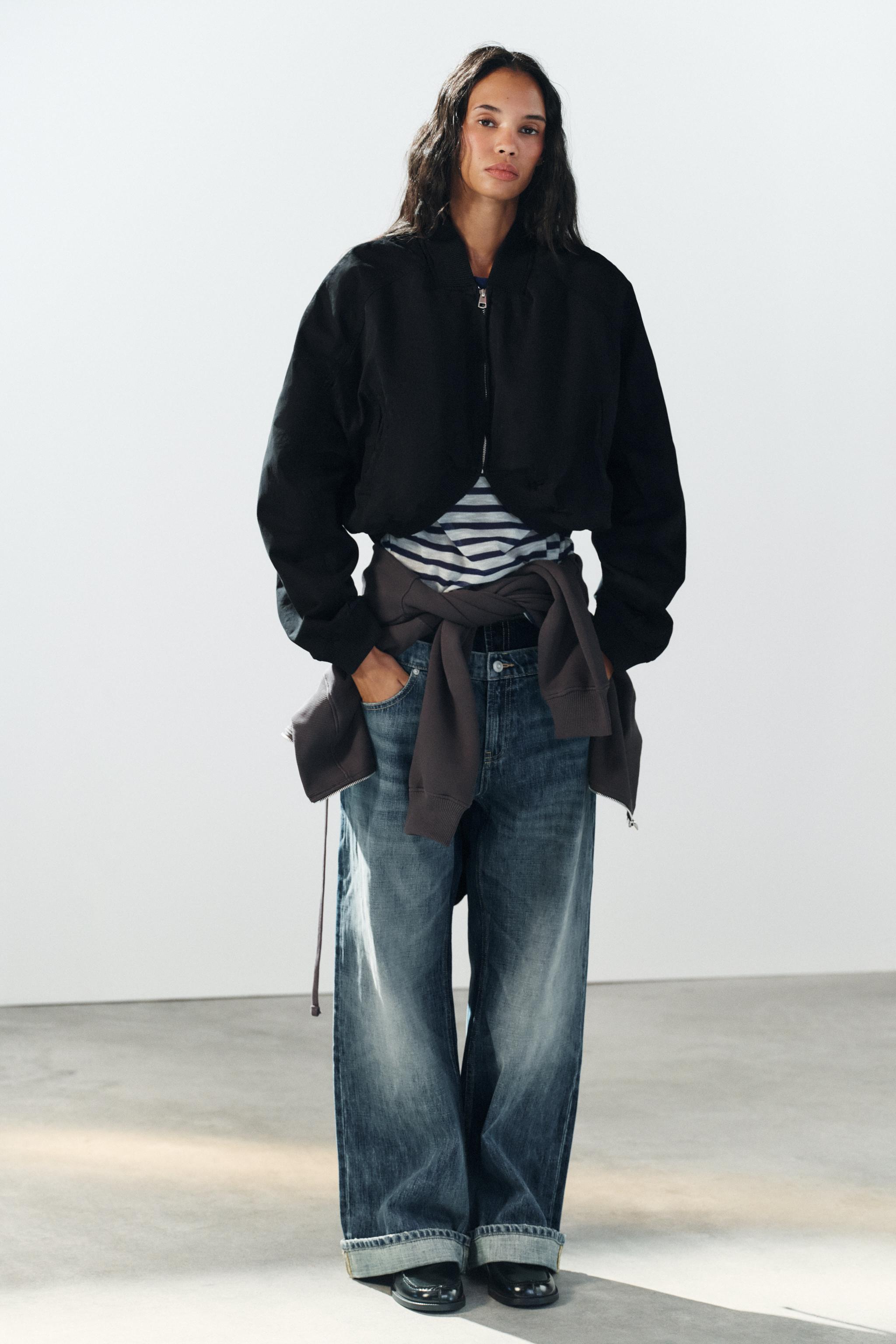 VESTE BOMBER À BAS ASYMÉTRIQUE